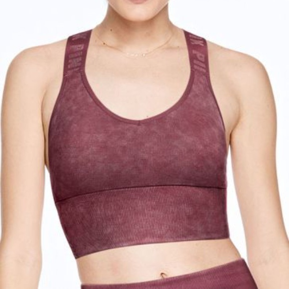 Victoria’s Secret PINK Seamless Lightly Lined Sports Bra in Ravishing Ruby Color